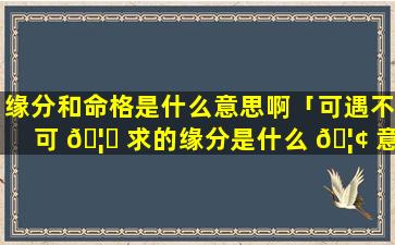 缘分和命格是什么意思啊「可遇不可 🦄 求的缘分是什么 🦢 意思」